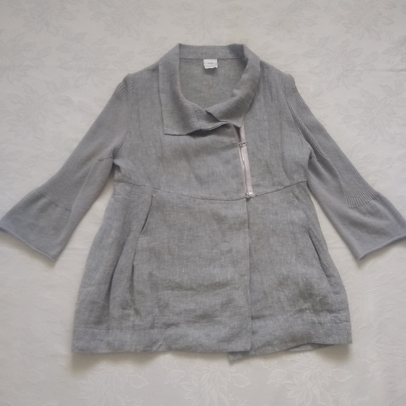 Crea Concept Paris linen asymmetrical zip jacket